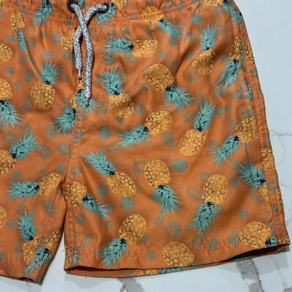 Island Haze Big Boys ORANGE PINEAPPLE SWIM TRUNKS Board Shorts Size 14
